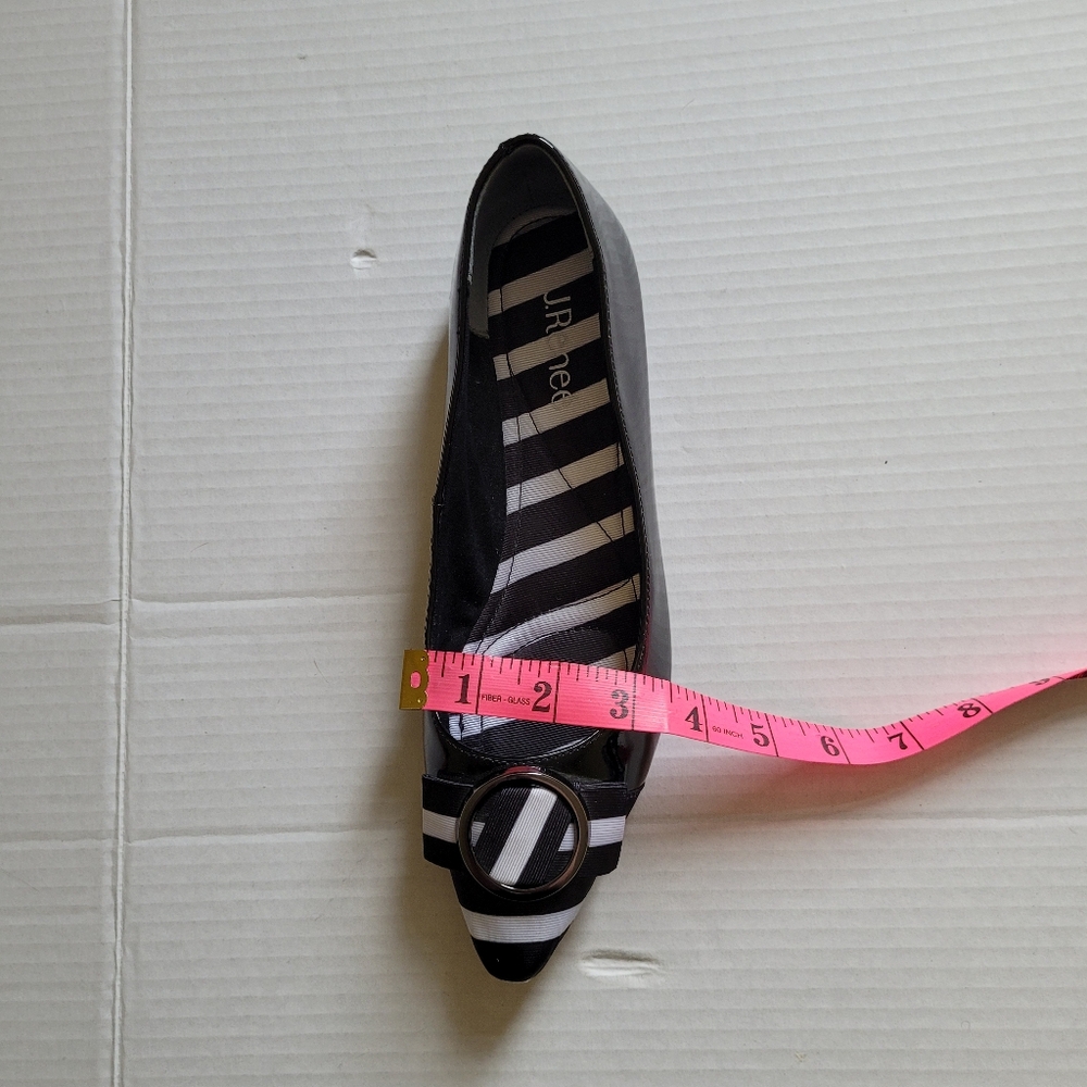 J Renee shoes black and white flats pointed toe patent leather preppy size 8 new - Picture 11 of 13